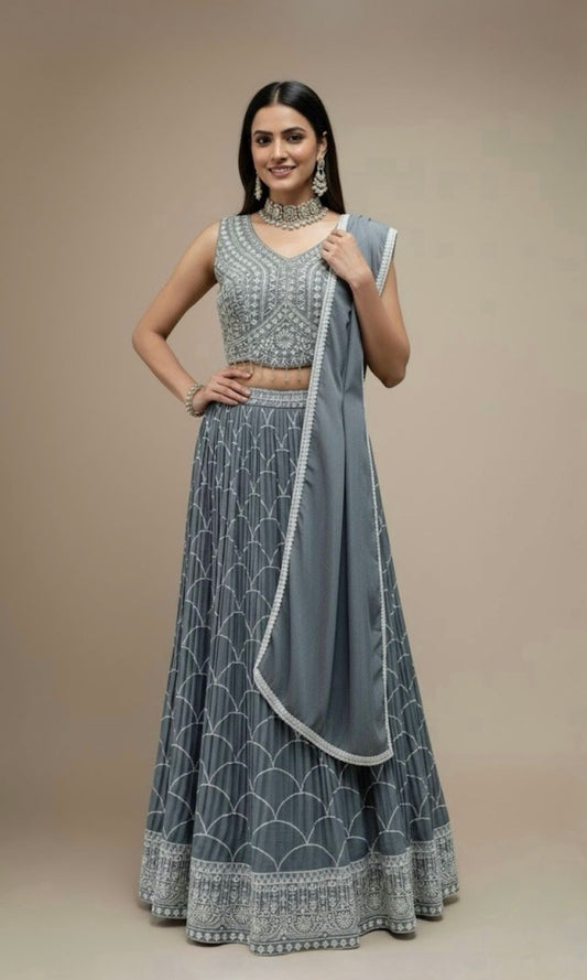 Gray Lehenga Set