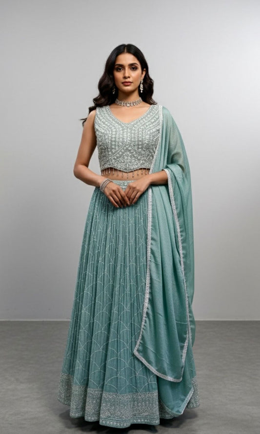 Pastel Blue Lehenga Set