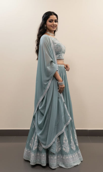 Pastel Mint Green Lehenga Set