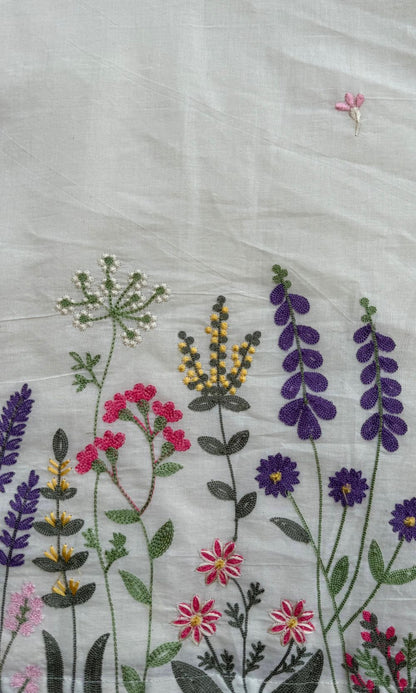 White Kurta Palazzo Co-ord Set with Floral Embroidery