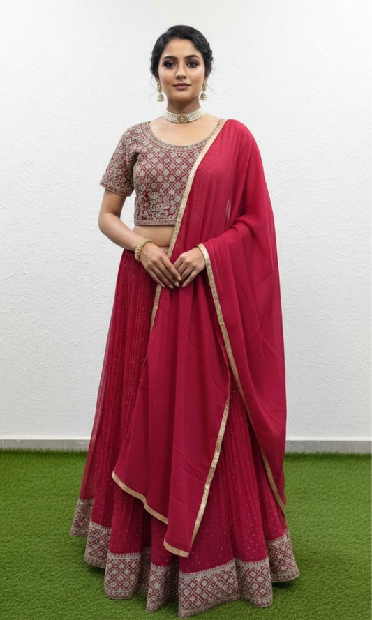 Pink-Gold Sequin Embroided Lehenga Set