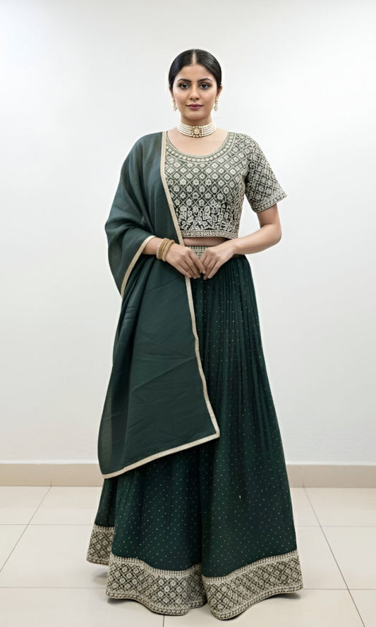 Deep Forest Green Lehenga Set