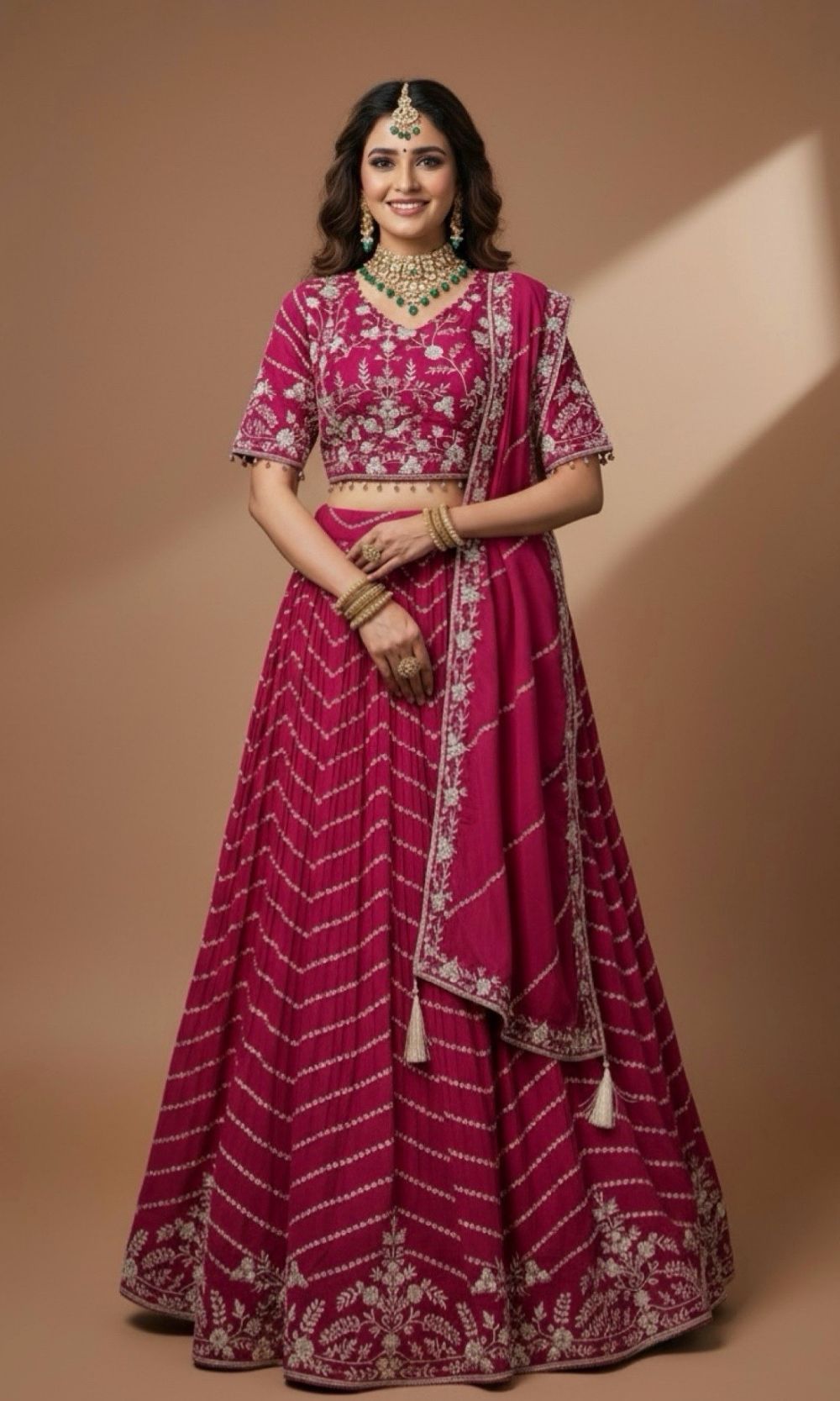 Pink Georgette Embroided Lehenga Set