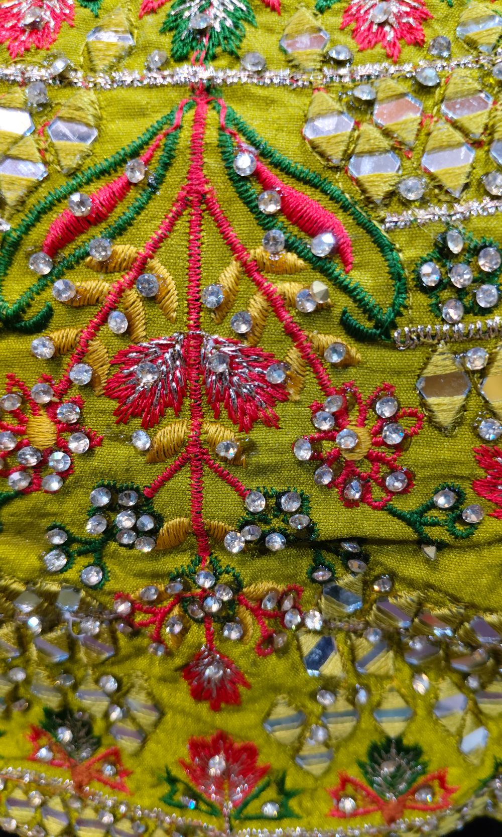 Chartreuse-Yellow Floral Print Lehenga Set