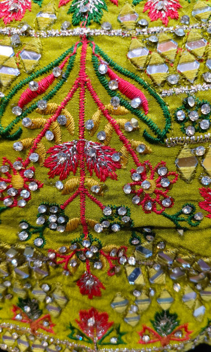 Chartreuse-Yellow Floral Print Lehenga Set