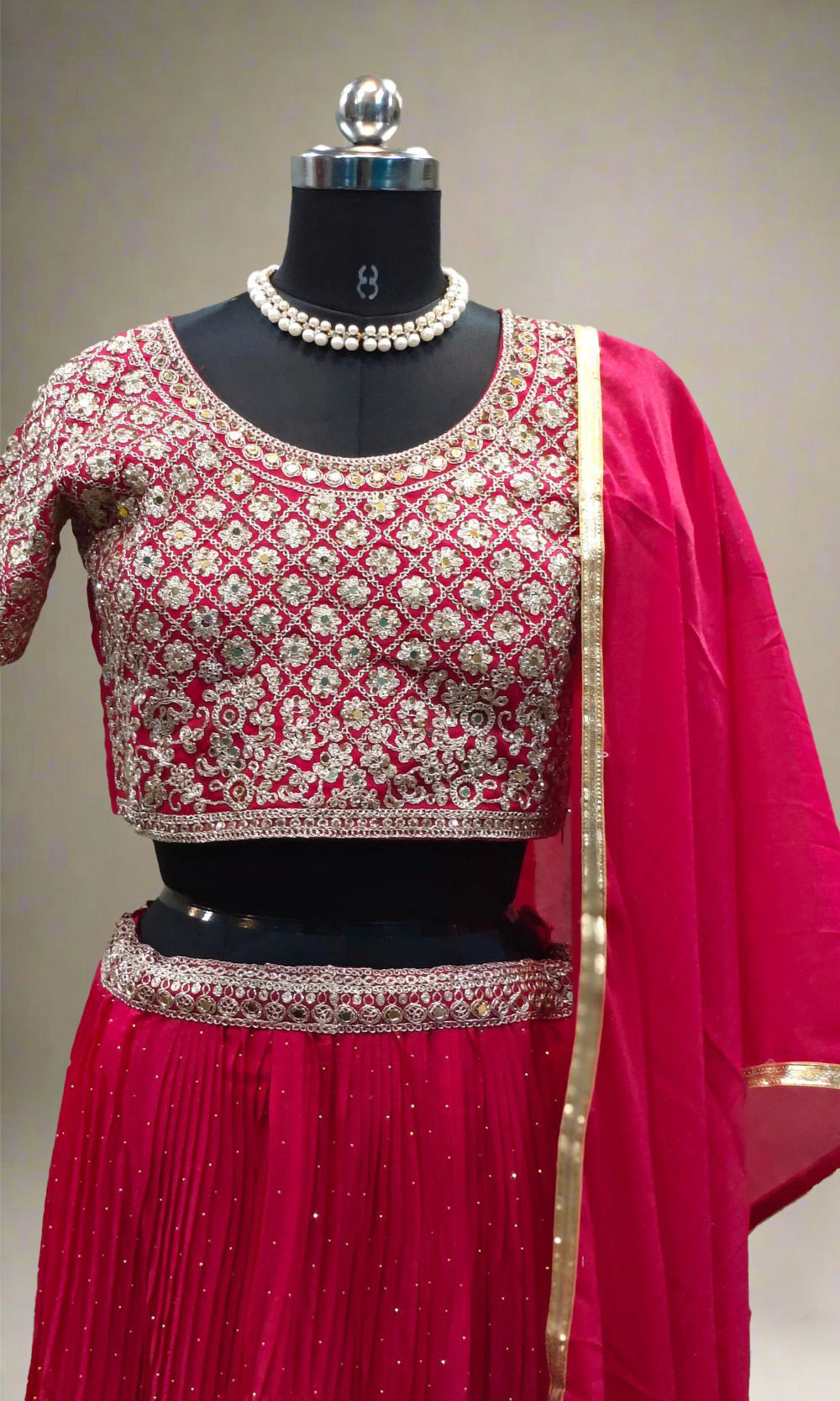 Pink-Gold Sequin Embroided Lehenga Set