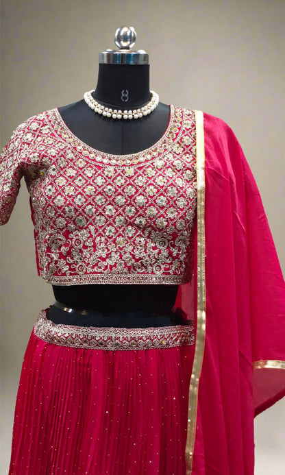 Pink-Gold Sequin Embroided Lehenga Set