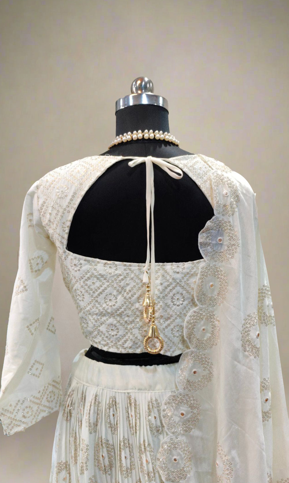 Off White Embroidered Lehenga Set