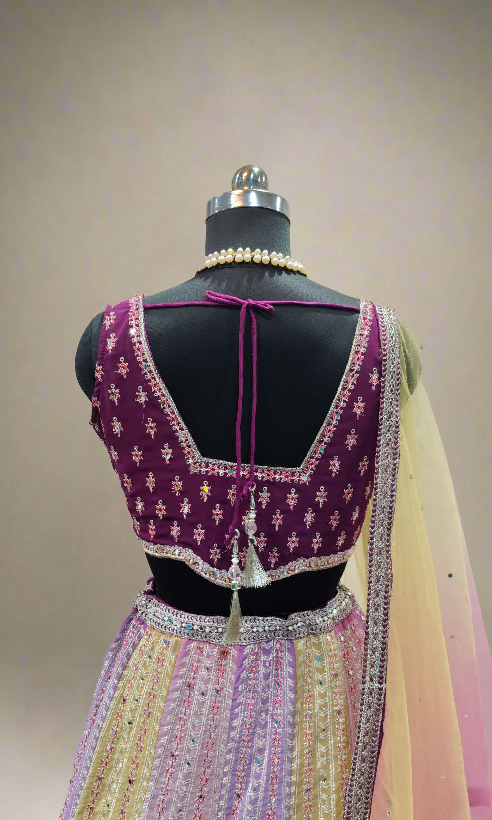 Lavender Multi-Colour Embroided Lehenga Set
