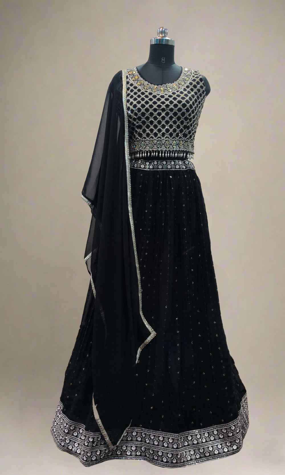 Black Mirror Embroidered Lehenga Set