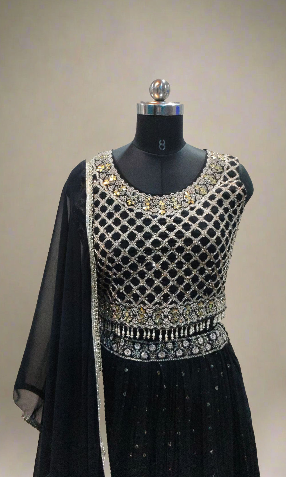 Black Mirror Embroidered Lehenga Set