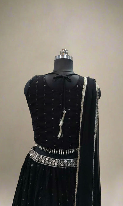 Black Mirror Embroidered Lehenga Set