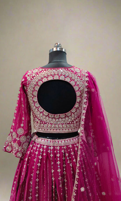 Pink Embroidered Lehenga Set