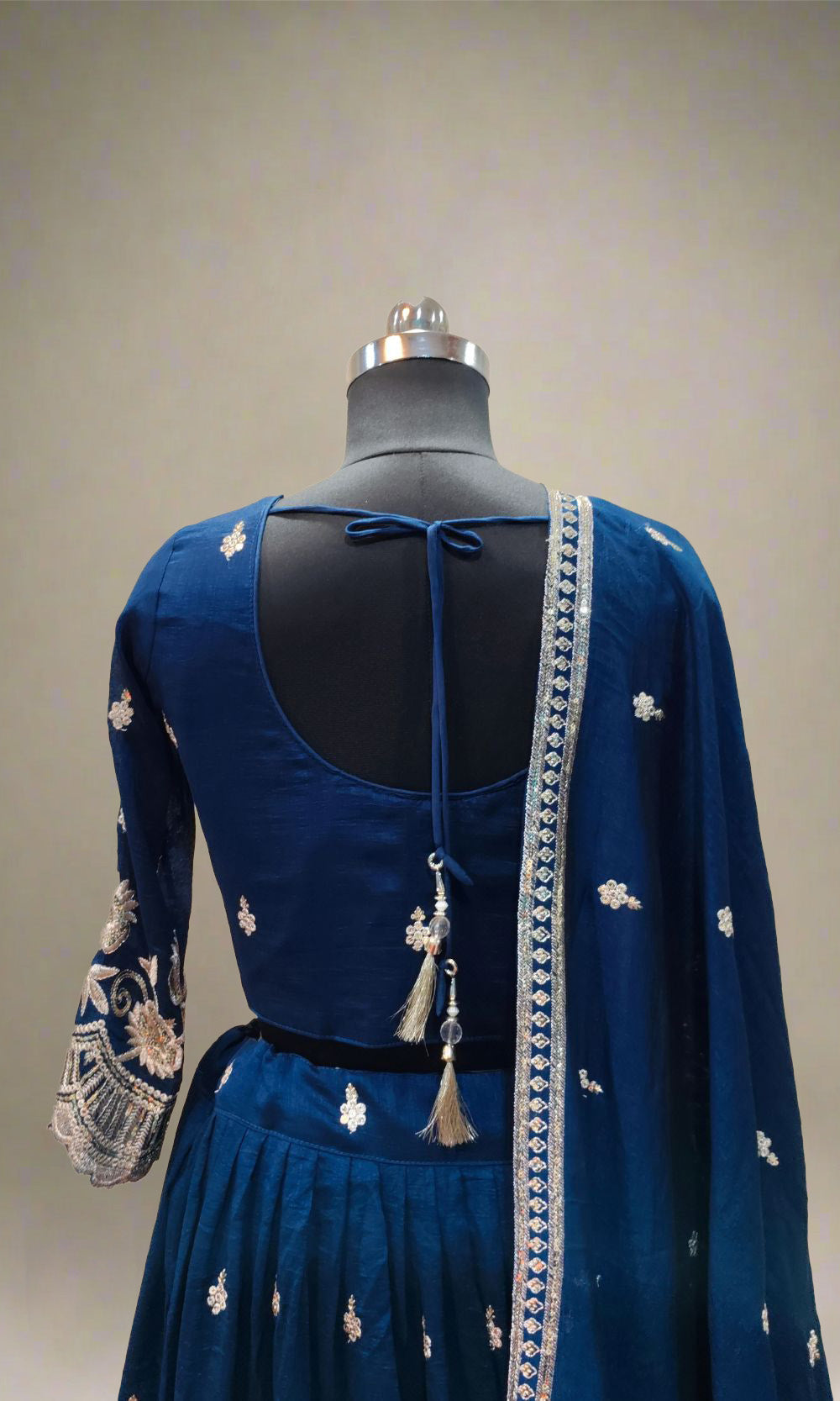 Deep Royal Blue Pleated Lehenga Set