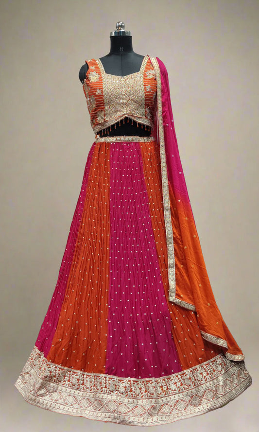 Orange-Pink Lehenga Set
