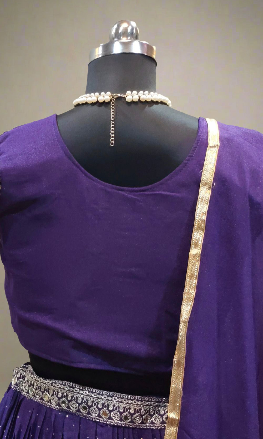 Violet-Gold Sequin Embroided Lehenga set